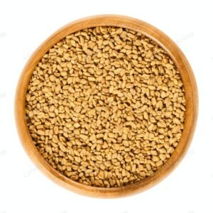 Fenugreek Seeds In Wooden Bowl