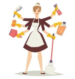 housewife-girl-and-home-cleaning-equipment-icon-in-vector-8103154