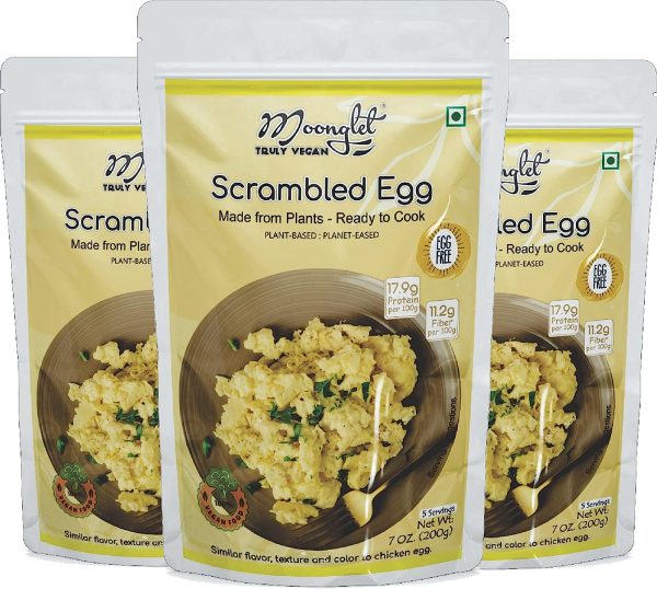 Moonglet Vegan Scrambled Egg Mix | Protein Rich Post Workout Gym Snack | Pancake, Breakfast Cereal Alternative | (600g: Pack of 3, 200g each)