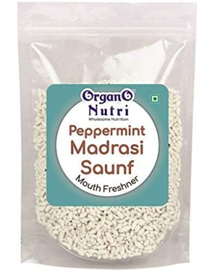 OrganoNutri Peppermint Mouth Freshner Sweet Saunf (Madrasi Saunf) (200g)