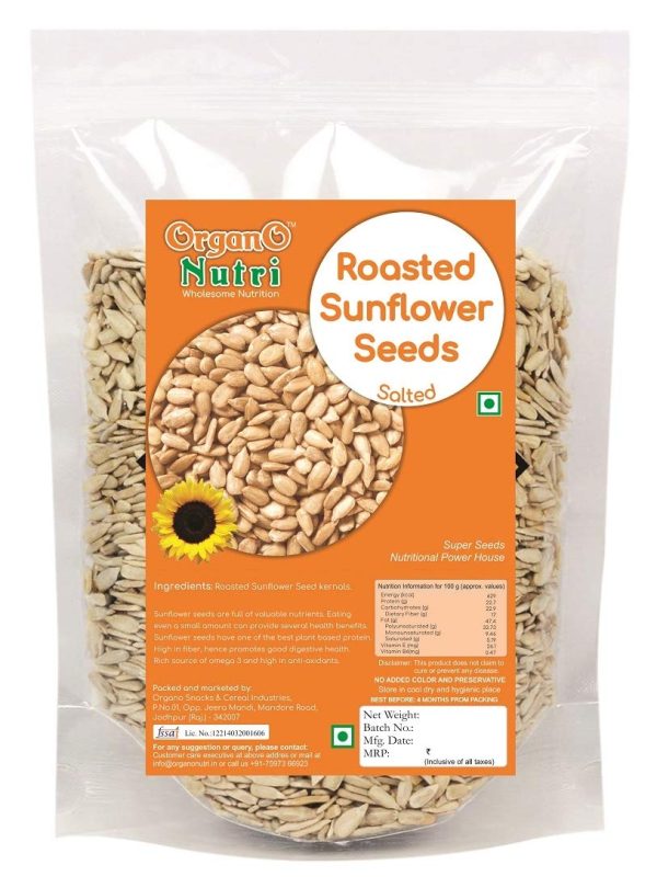 OrganoNutri Roasted Sunflower Seeds | Salted | Premium Roast | 900g