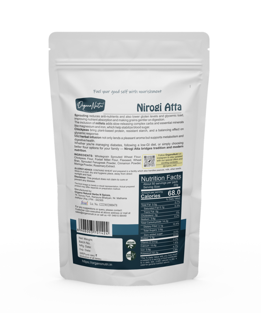 Nirogi Atta – Low GI, Low Gluten Sprouted Multigrain Flour
